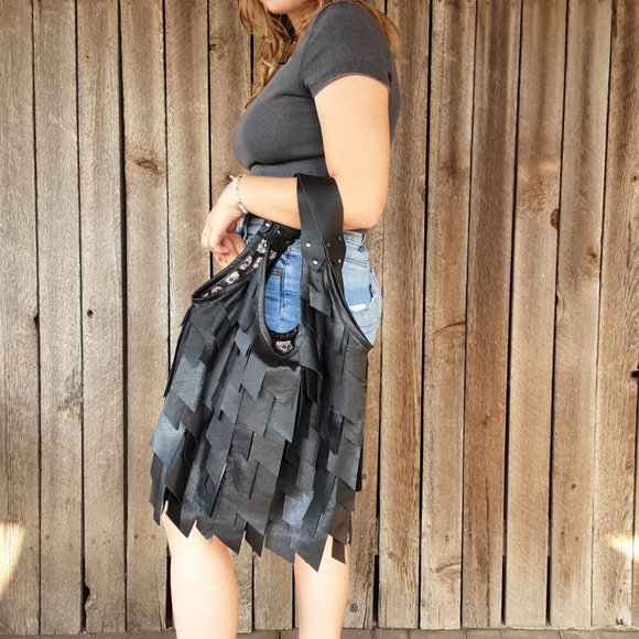 Handmade  Leather Boho handbag with Tassels - Picture 3 of 5